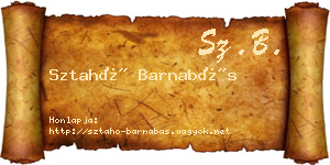 Sztahó Barnabás névjegykártya